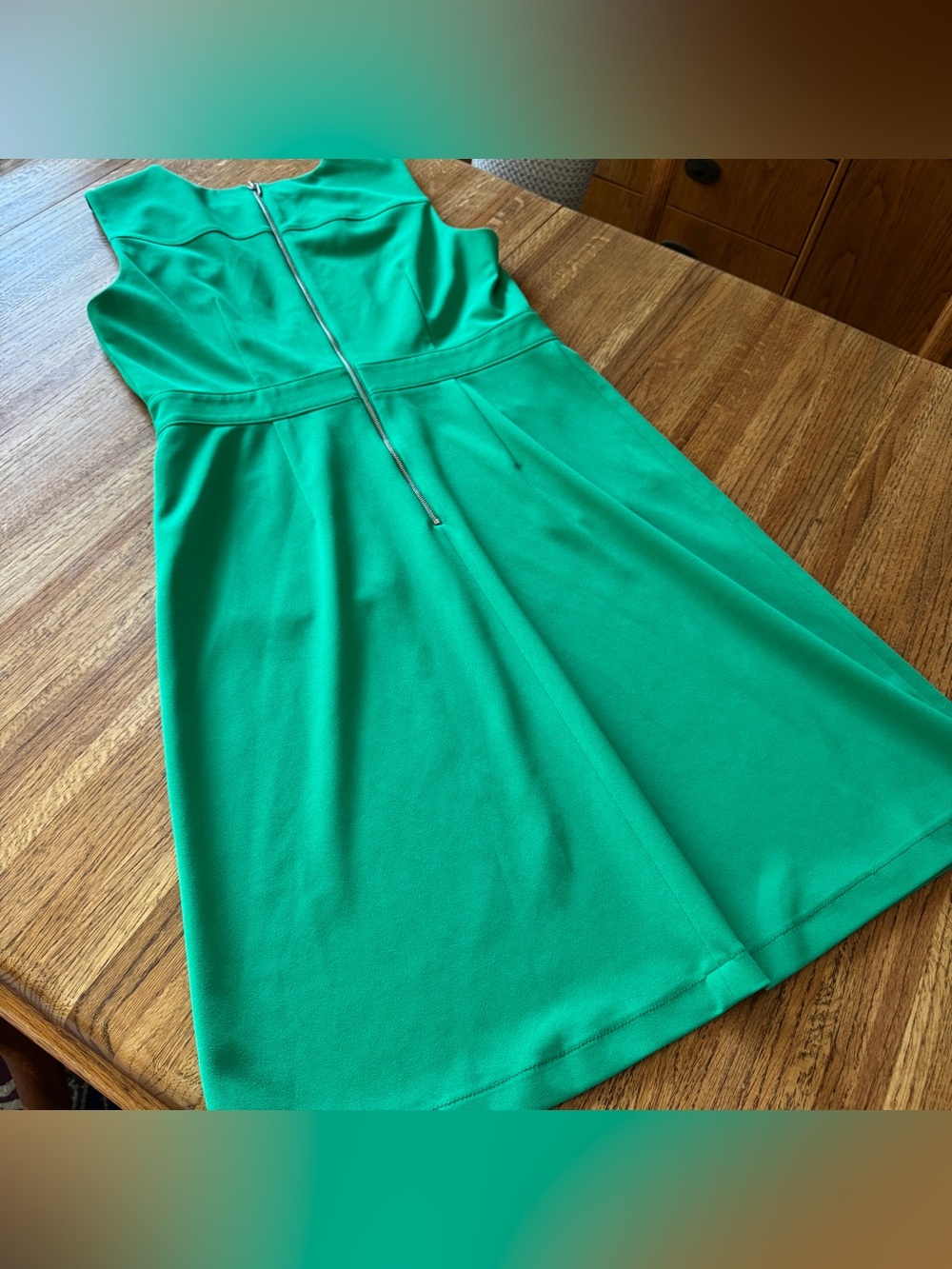 Karl Lagerfeld Paris Kelly Green Sleeveless Shift Dress with Pockets Size 12 - Picture 8 of 12